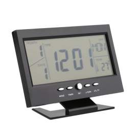 Voice asztali óra és hőmérő hangvezérelt háttérvilágítással fekete