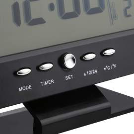Voice asztali óra és hőmérő hangvezérelt háttérvilágítással fekete
