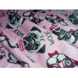 Rózsaszín francia bulldog és mopsz 200 x 230cm puha takaró wellsoft ágytakaró pléd