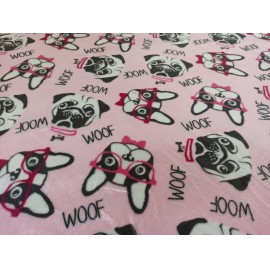 Rózsaszín francia bulldog és mopsz 200 x 230cm puha takaró wellsoft ágytakaró