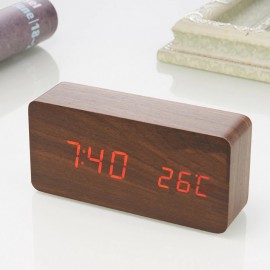 Monivel famintás dekor óra digitális ébresztőóra és hőmérő barna, piros kijelzővel