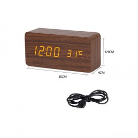 Monivel famintás dekor óra digitális ébresztőóra és hőmérő barna, piros kijelzővel