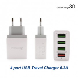 4 USB-s hálózati telefon adapter QC 3.0 töltő
