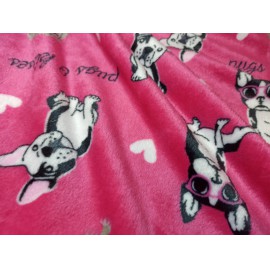 200x230cm Rózsaszín francia bulldog kutya mintás puha takaró wellsoft ágytakaró 