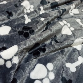 200x230cm fekete-fehér mancs-csont kutya mintás puha takaró wellsoft ágytakaró pléd