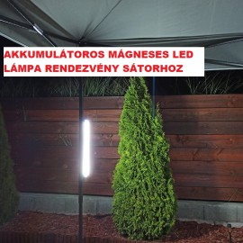 Rendezvény sátorhoz világítás mágnessel rögzíthető, felakasztható, akkumulátoros led lámpa, 32 cm 