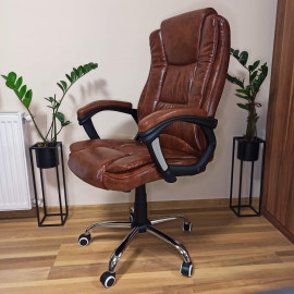 ERGONOMIC barna gazdagon kárpitozott főnöki fotel irodai szék forgószék erős