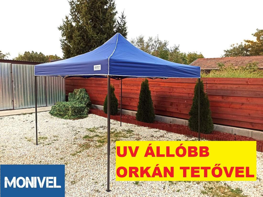 UV 3x3 kék rendezvény sátor árusító piaci horgász kerti pavilon