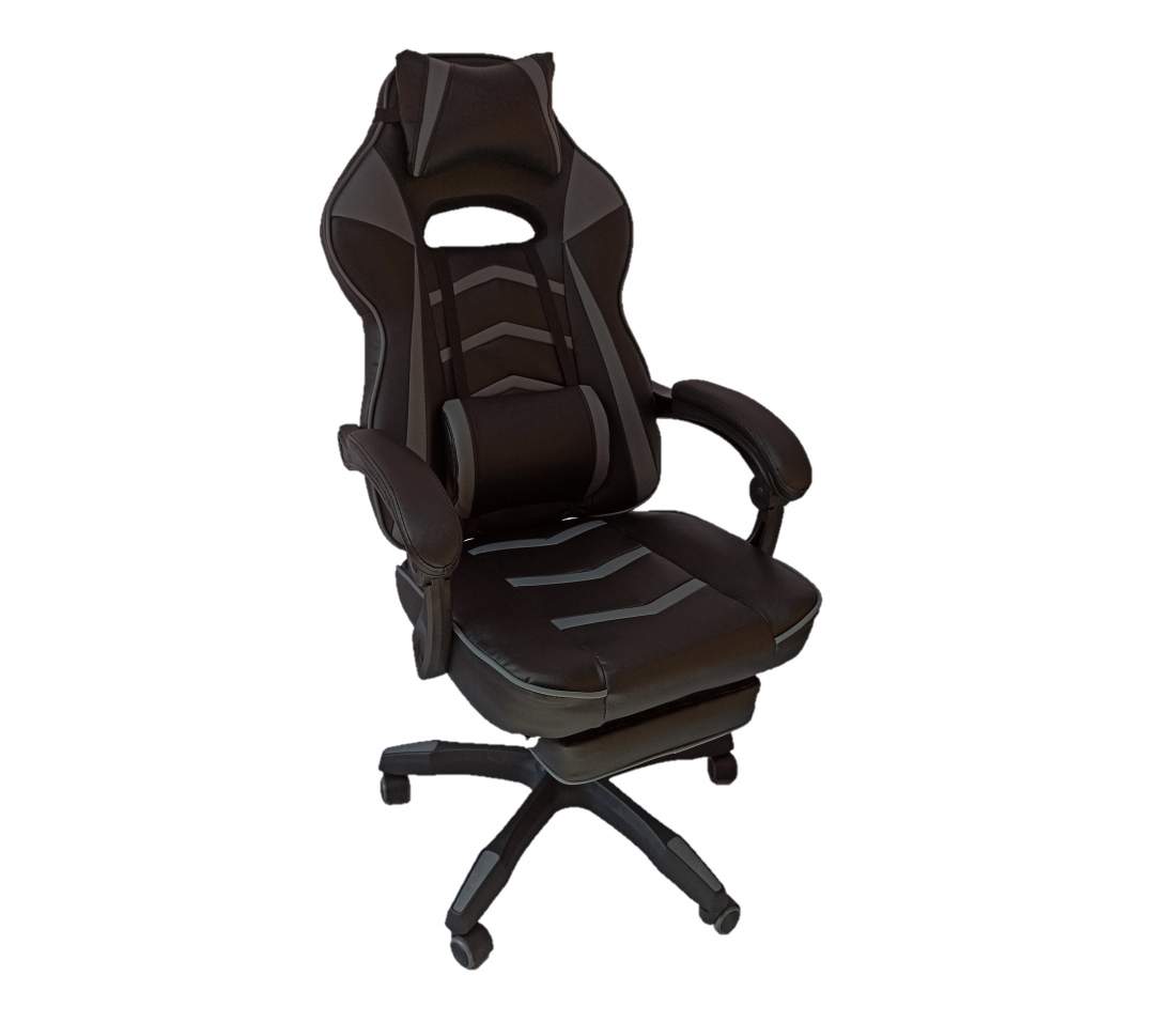 Gamer-DL fekete szürke szék irodai szék forgószék vezetői fotel lábtartóval 