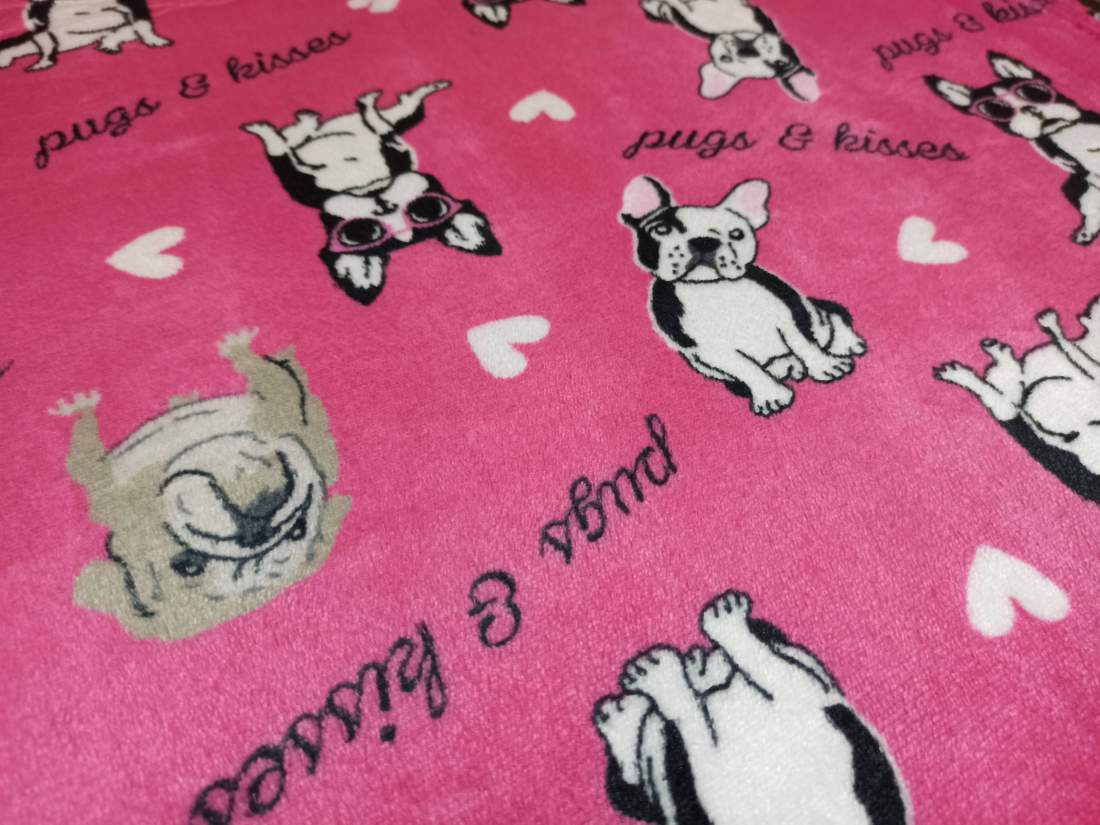 200x230cm Rózsaszín francia bulldog kutya mintás puha takaró wellsoft ágytakaró pléd